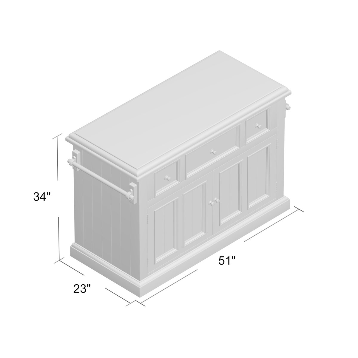 Three Posts™ Eloy 51'' Wide Rolling Kitchen Island with Granite Top